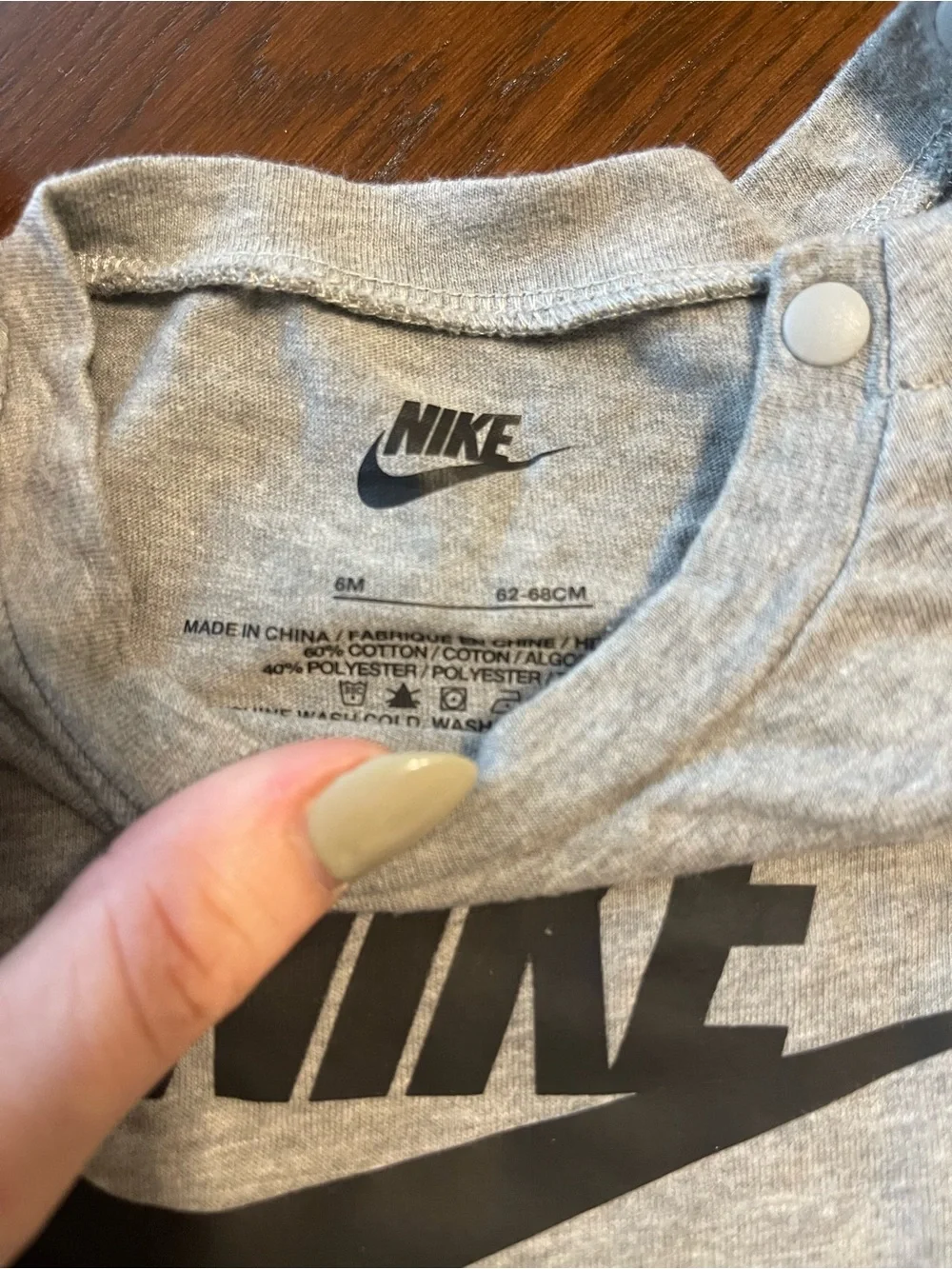 Nike Light Gray Baby Footie with Black Logo